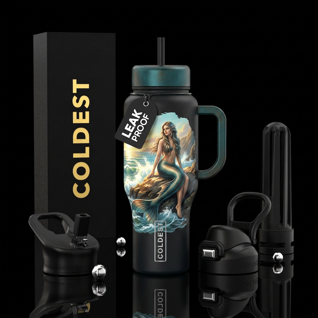 Mermaid on land with legs beautiful water bottle design
