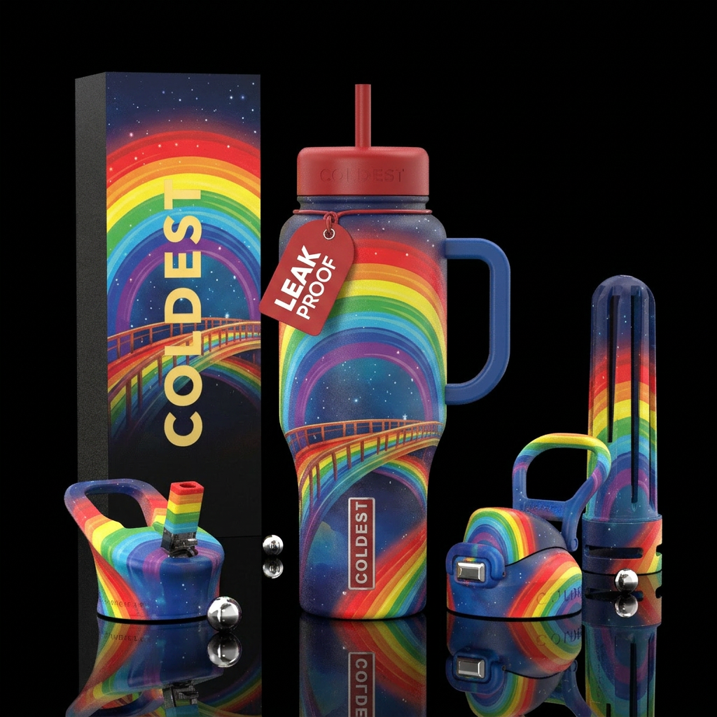 Rainbow bridge water bottle design
