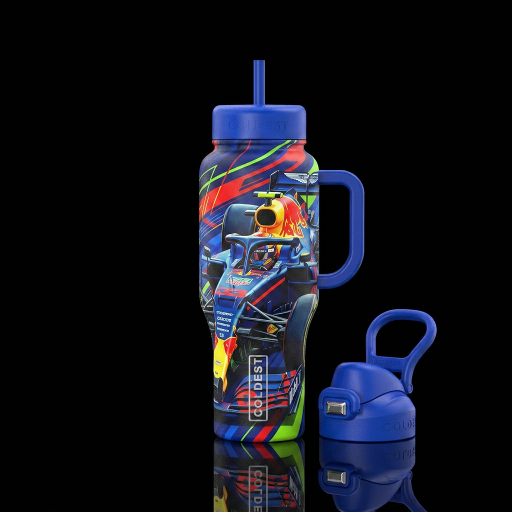 Race car water bottle design