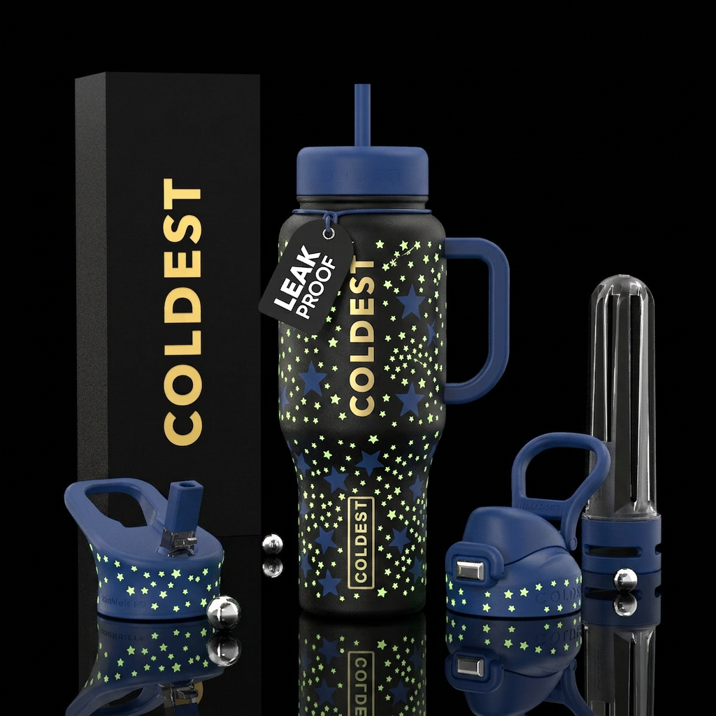 Glow in the dark stars water bottle design