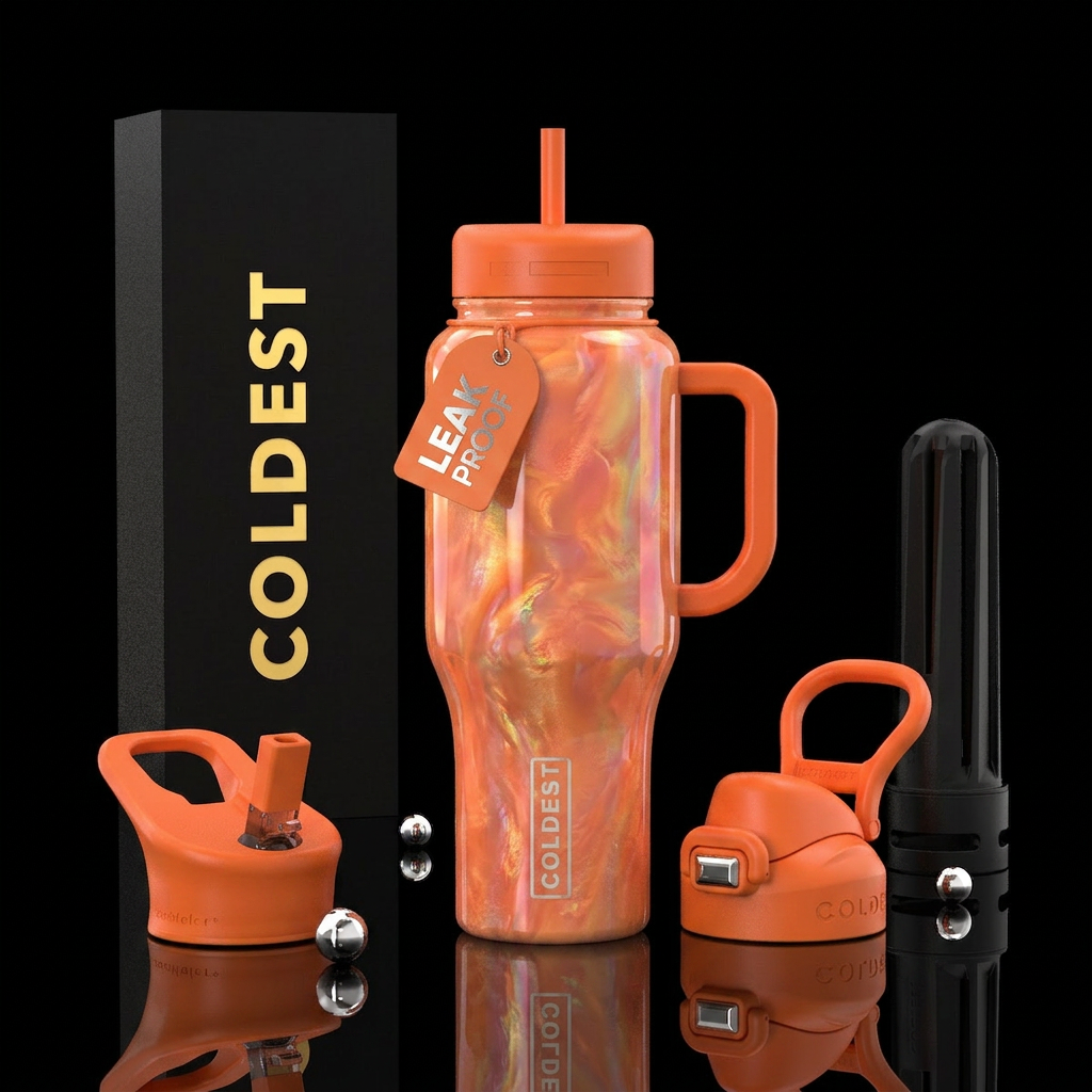 Orange opal water bottle design