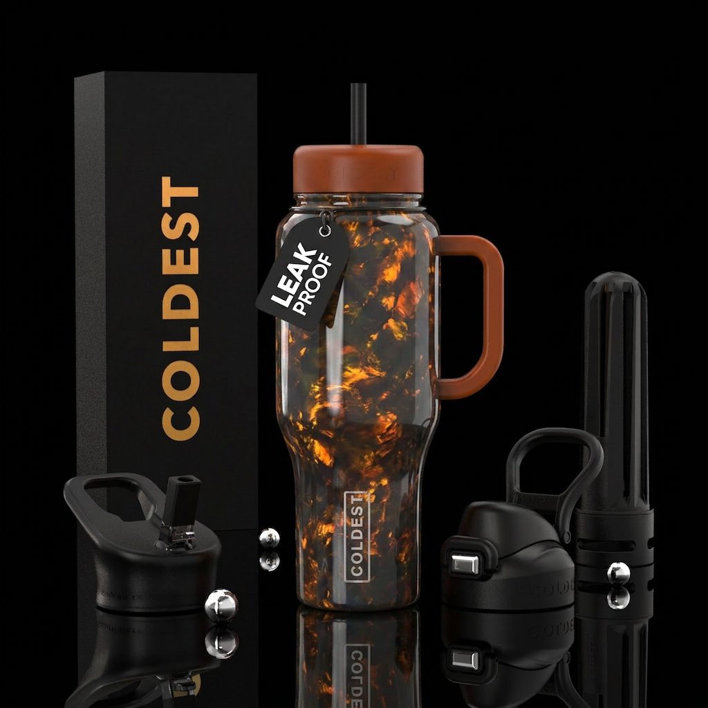 Black and Orange opal water bottle design