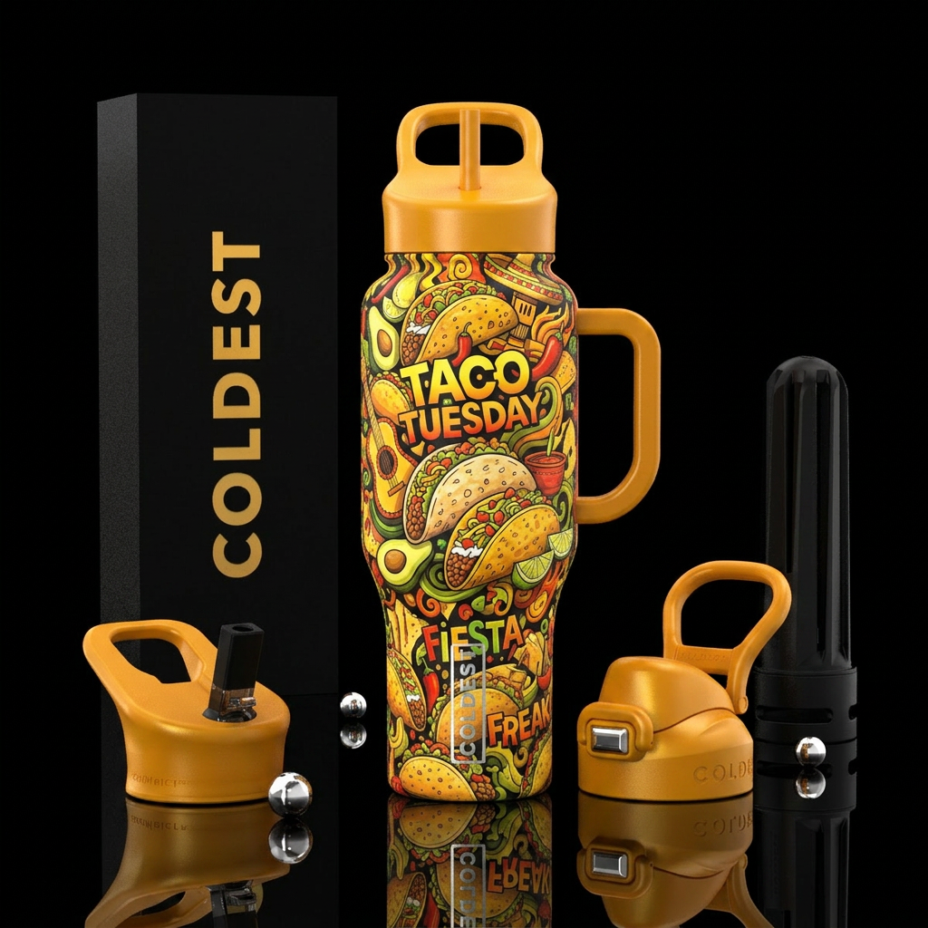 Taco Tuesday water bottle design