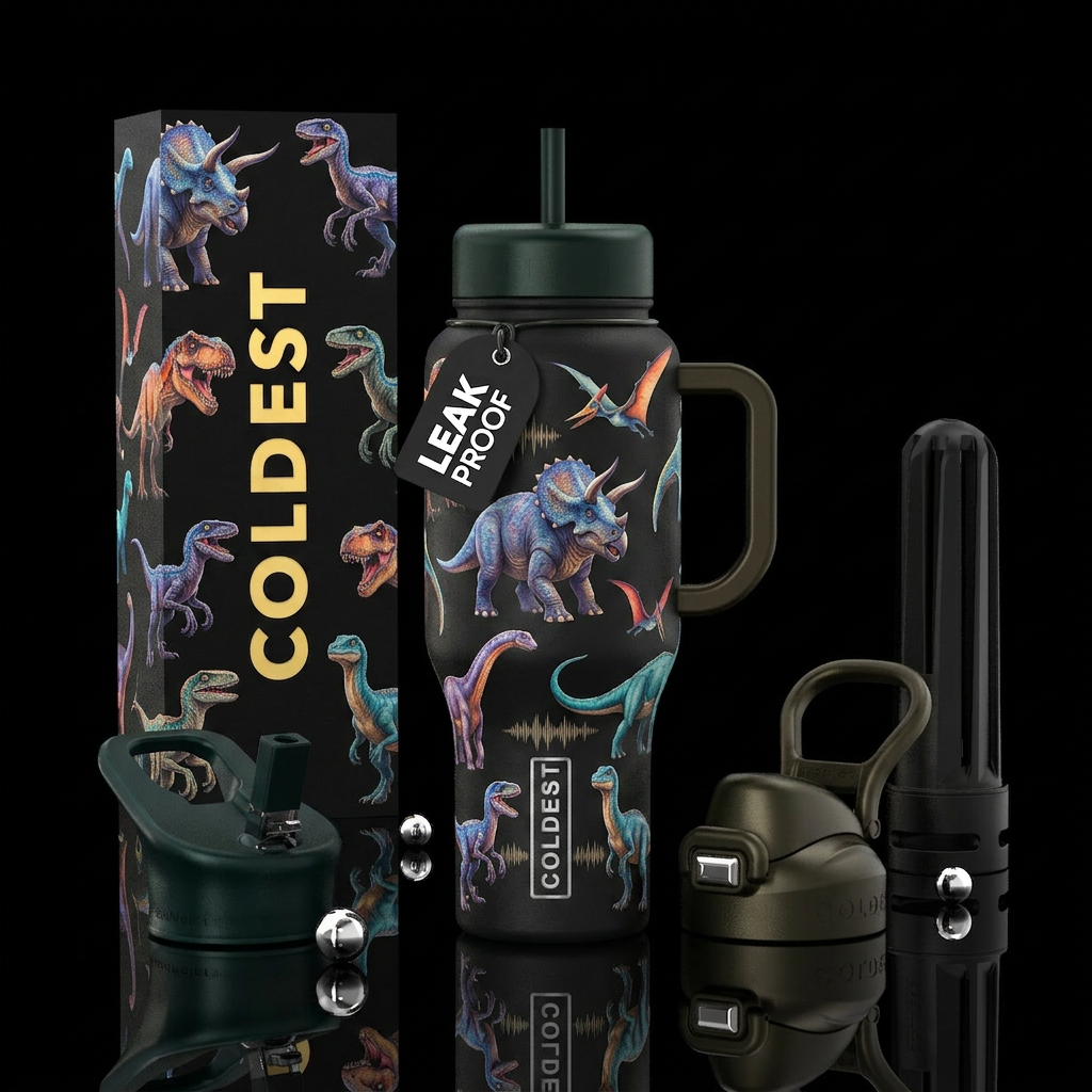 Realistic dinosaur water bottle design