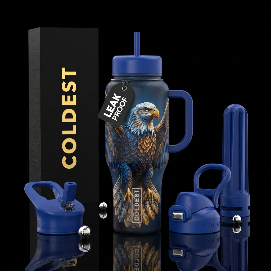 Bald eagle water bottle design