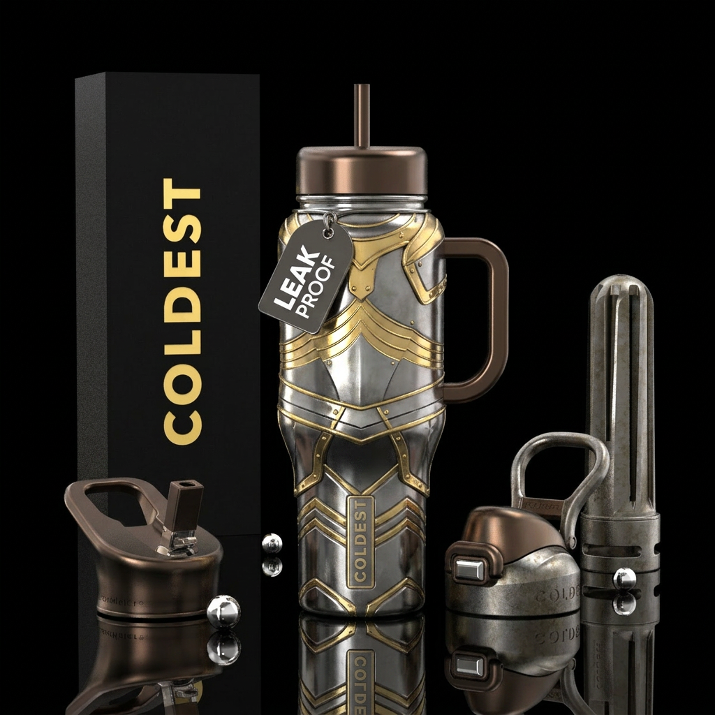 Knight in shining armor water bottle design