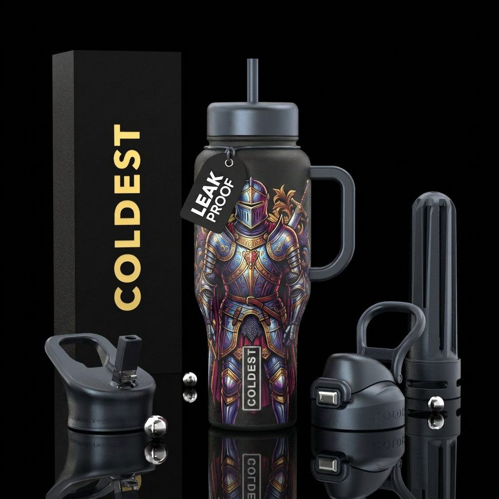 Knight in shining armor water bottle design