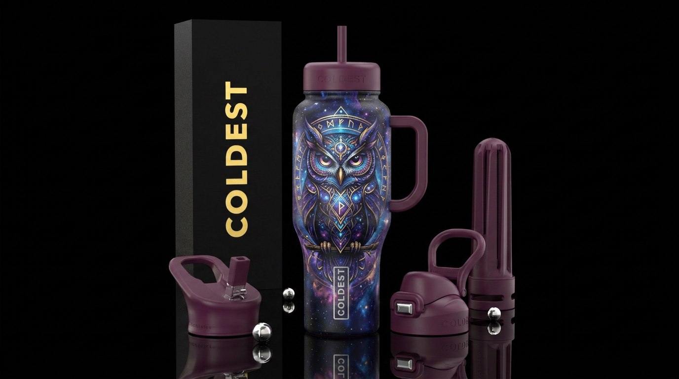 Mystic owl water bottle design