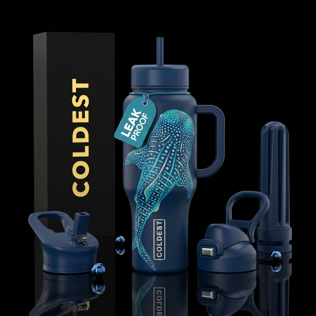 Whale shark water bottle design