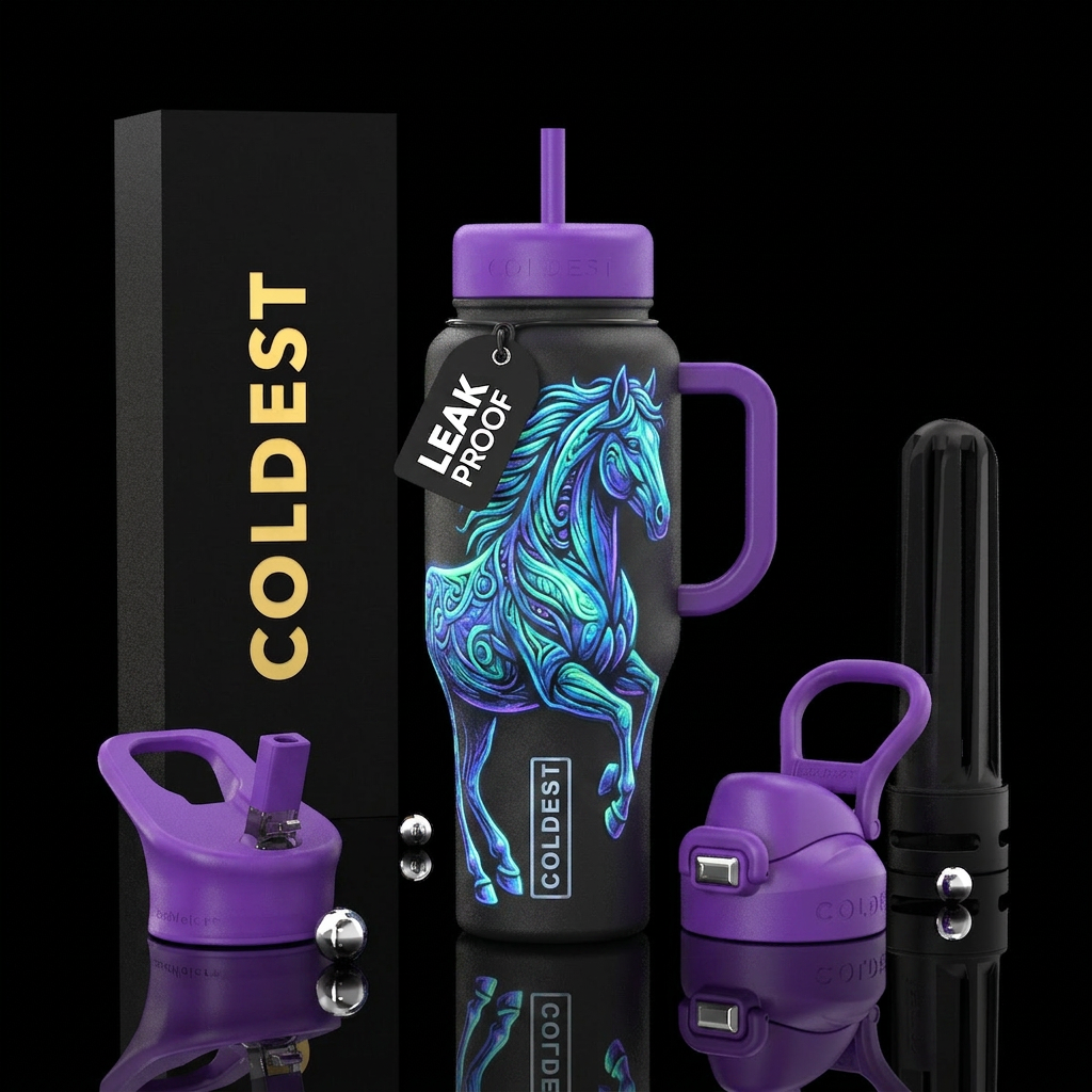 Glow in the dark horse water bottle design