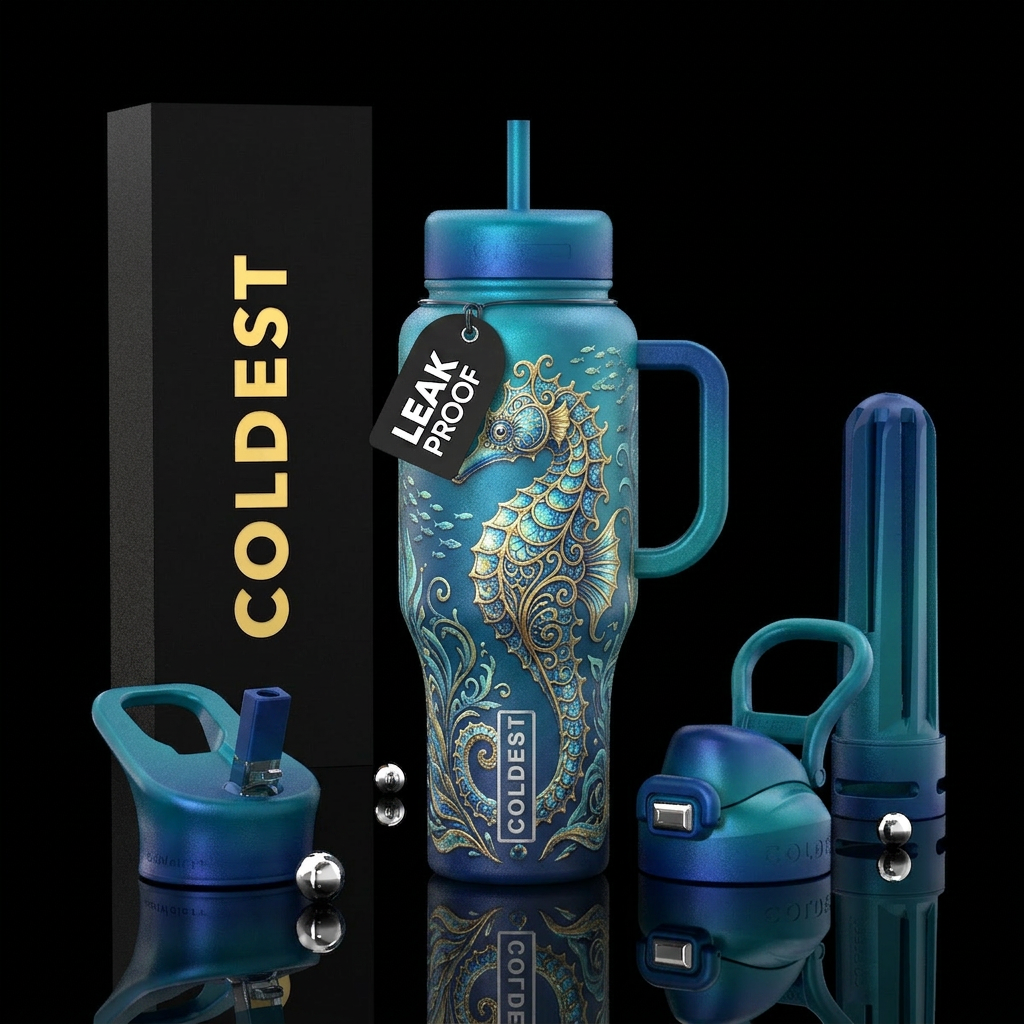 Seahorse water bottle design