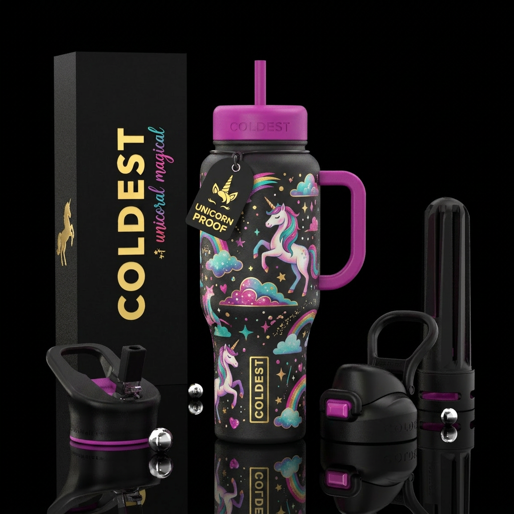 Unicorn water bottle design