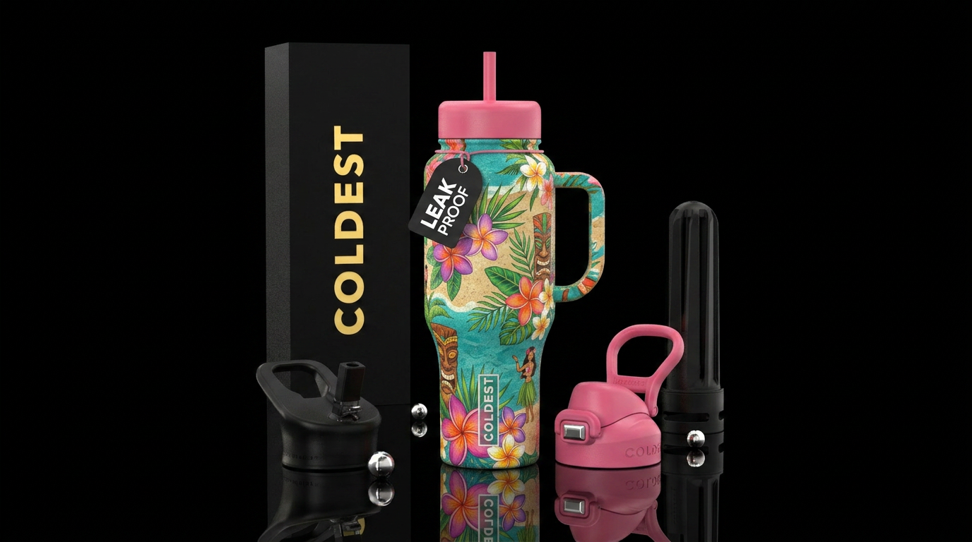 Hawaiian luau water bottle design