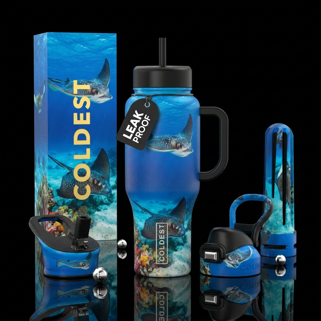 Realistic stingrays water bottle design