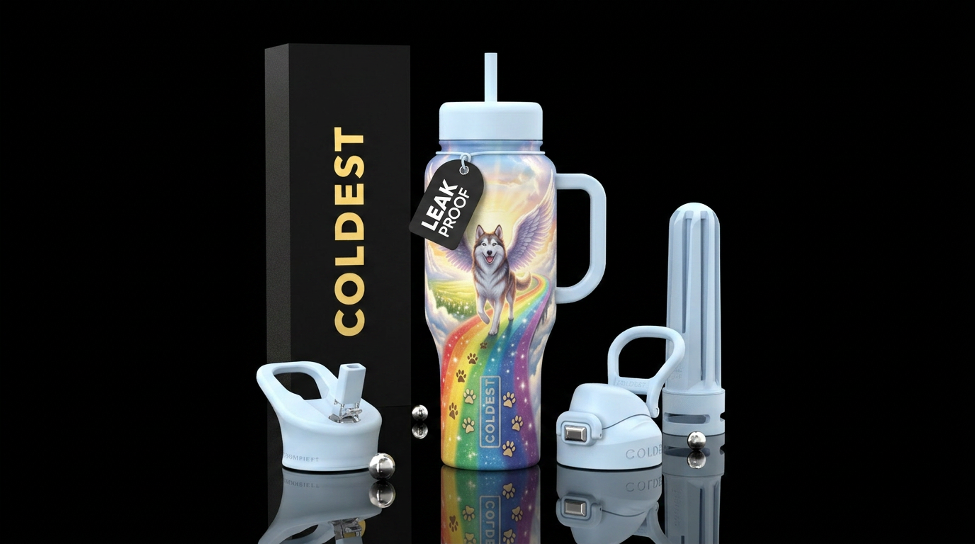 Rainbow bridge memorial design for beloved dog tha... water bottle design