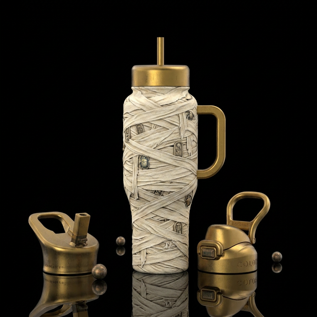 Halloween mummies water bottle design
