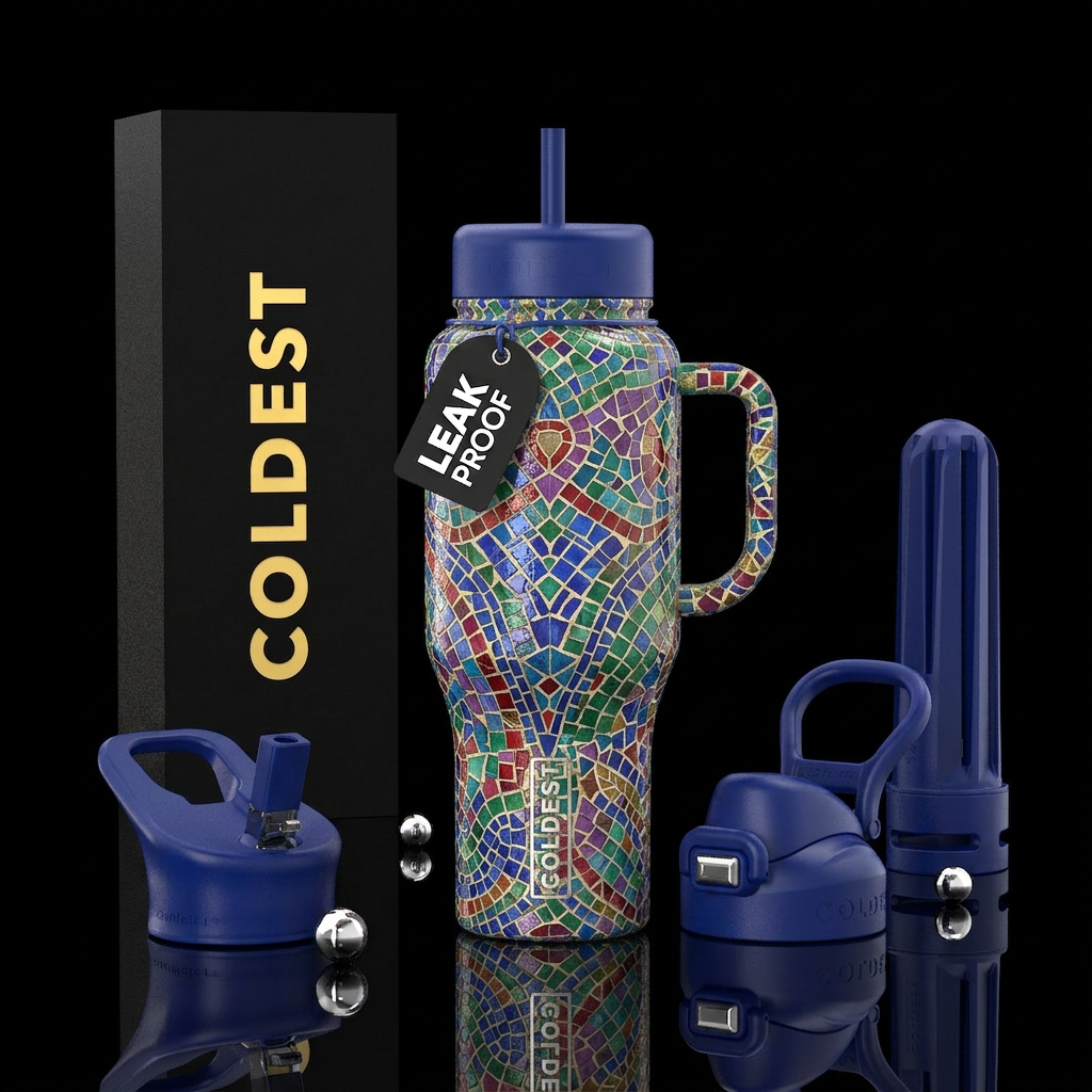 Mosaic art water bottle design