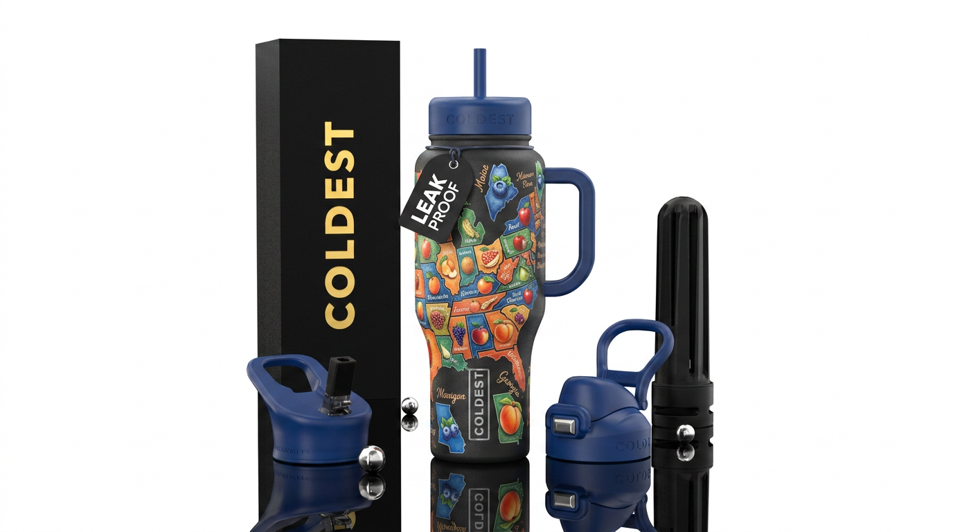 All states with their state fruit water bottle design