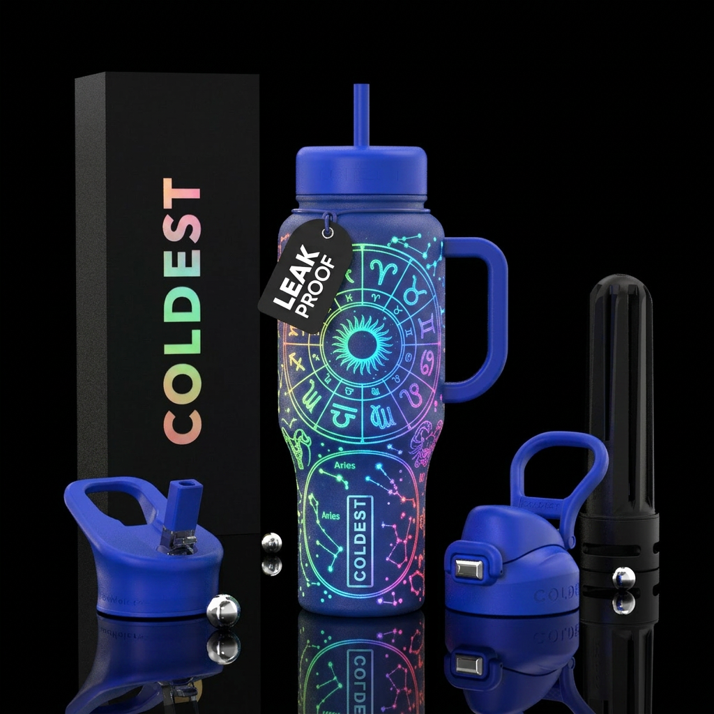 All zodiac signs glow in the dark water bottle design