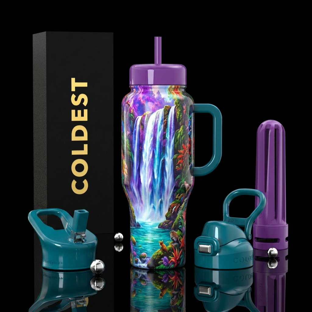 Waterfall water bottle design
