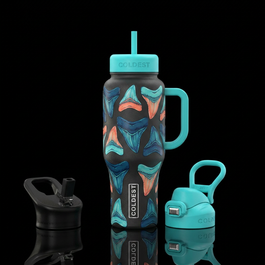 Shark teeth water bottle design