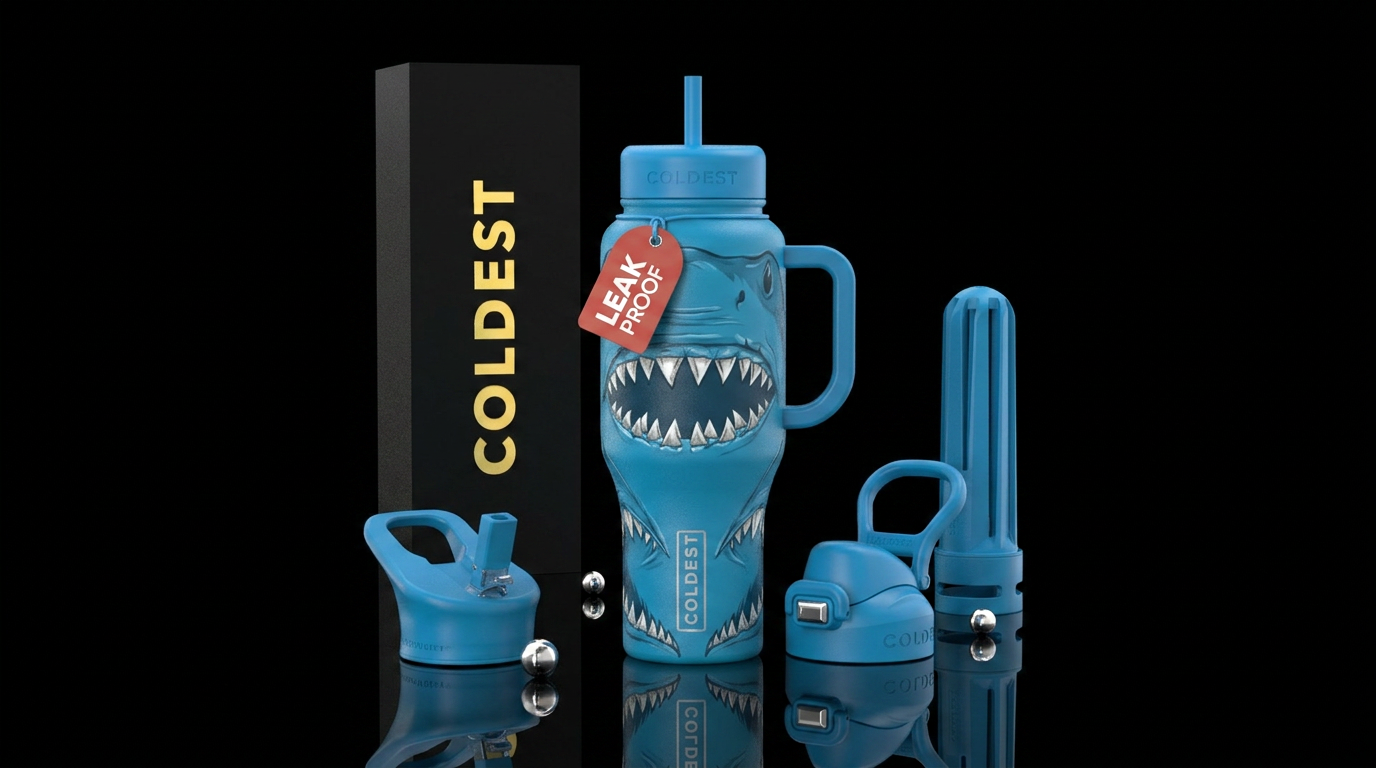 Shark teeth water bottle design
