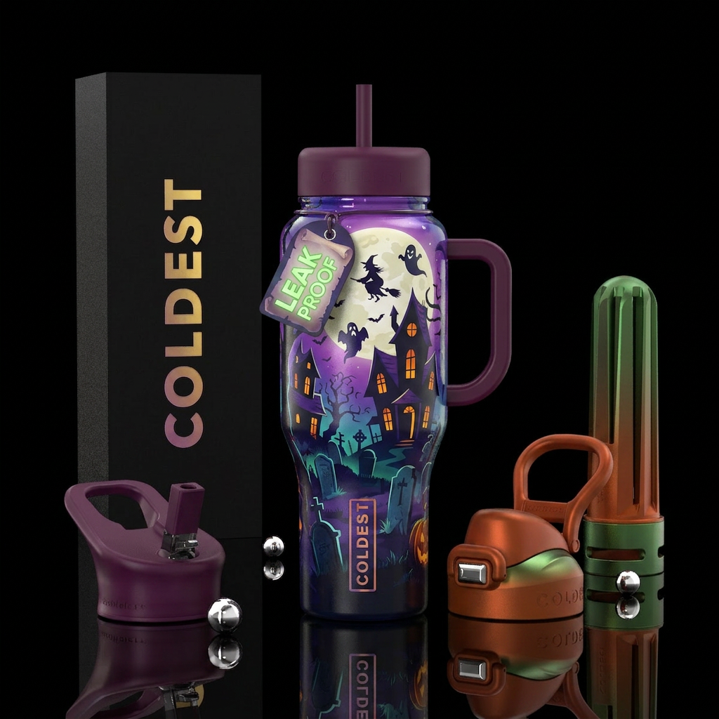 Halloween town water bottle design