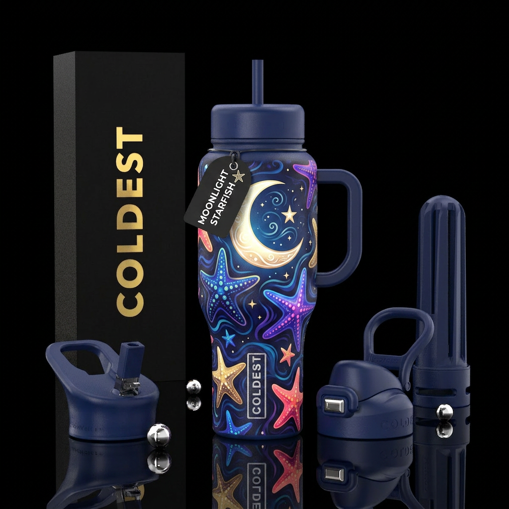 Moonlight starfish water bottle design