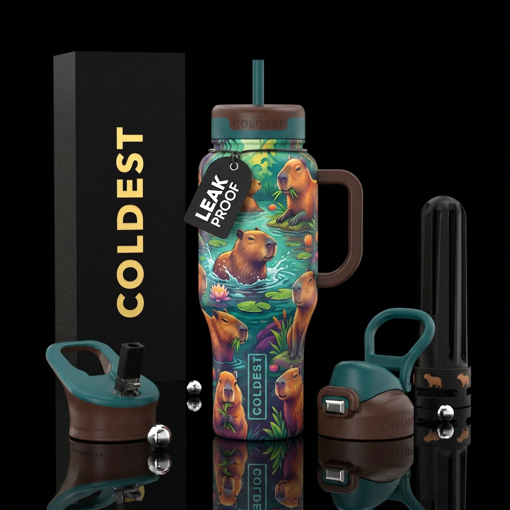 Capybara water bottle design