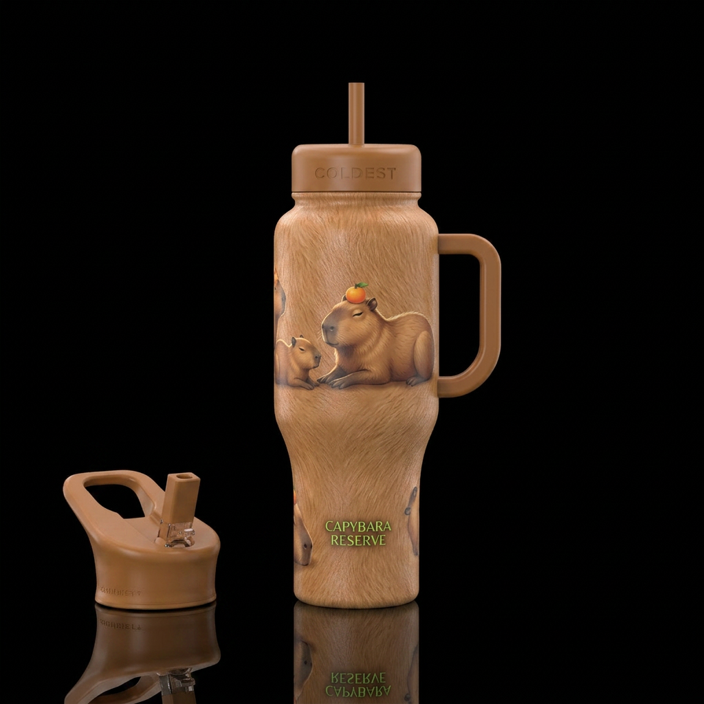 Capybara water bottle design