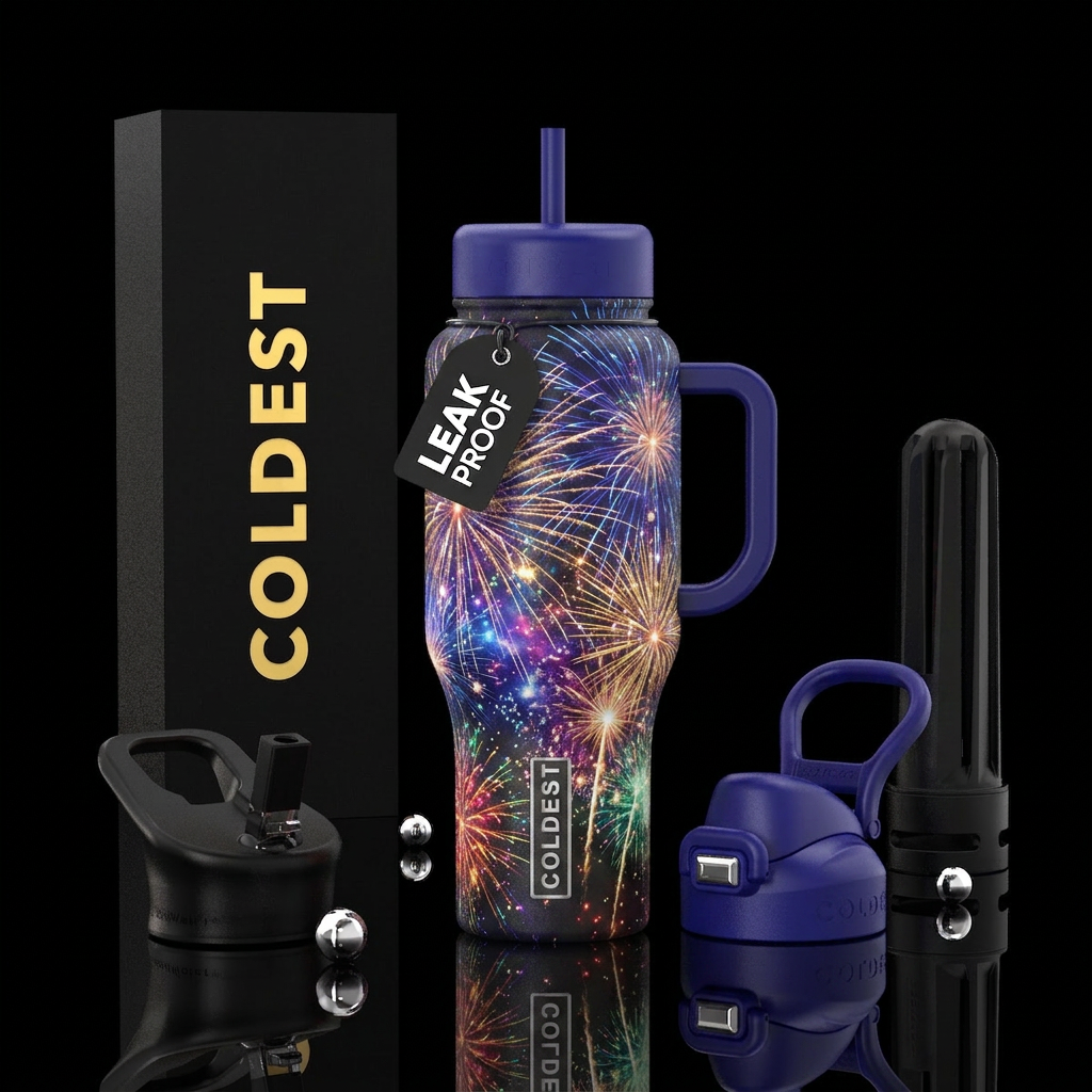 Fireworks water bottle design