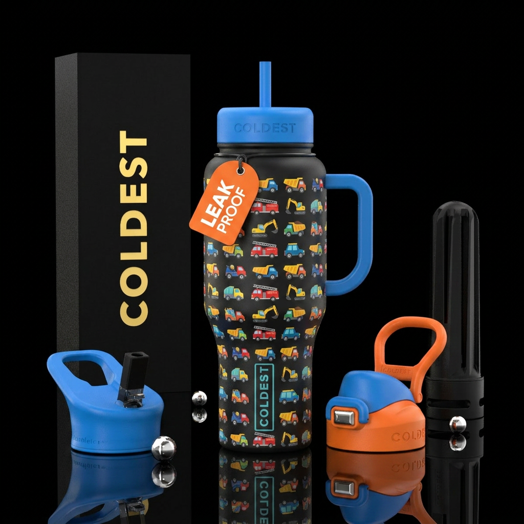 Baby trucks water bottle design
