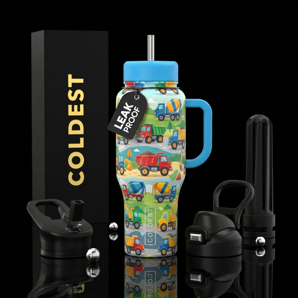 Baby trucks water bottle design
