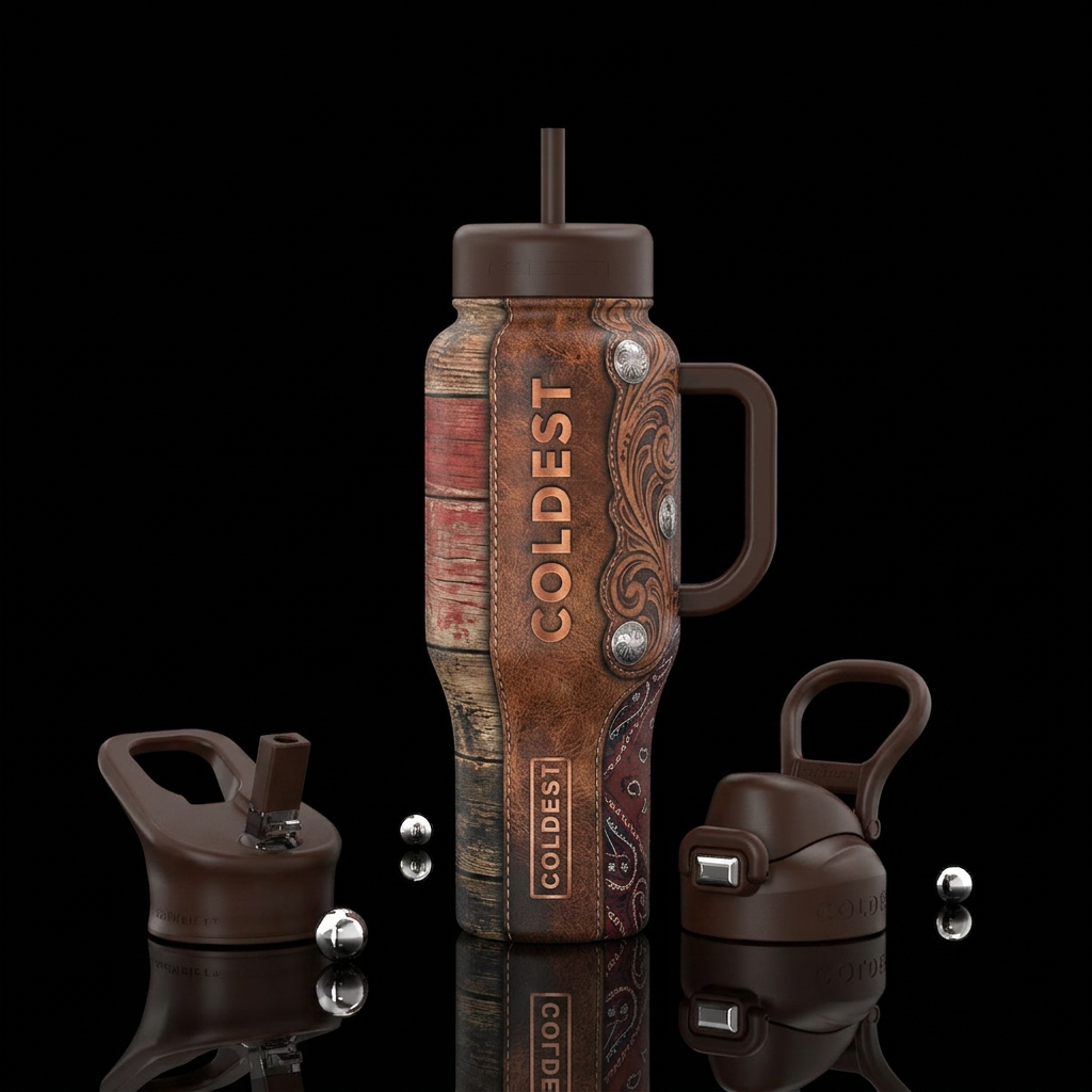 Country, cowboy style water bottle design