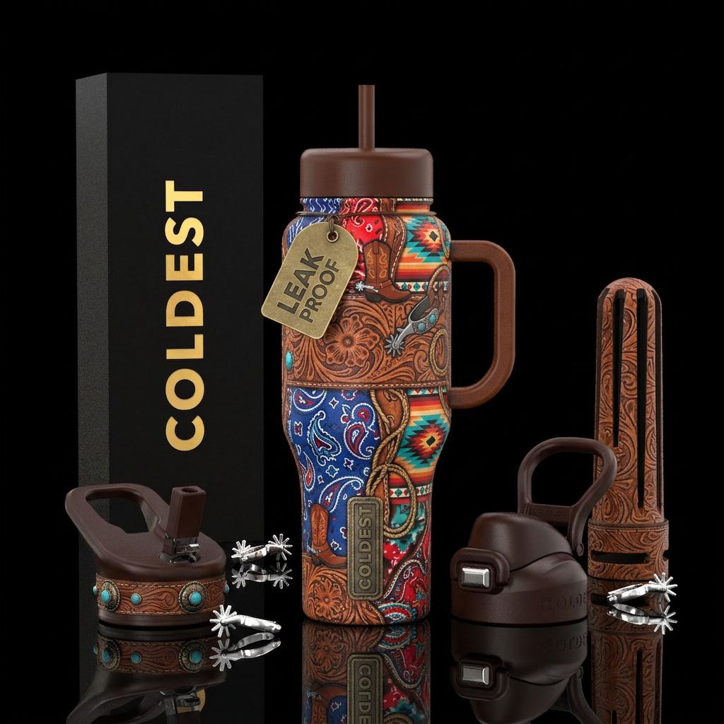 Country, cowgirl style water bottle design