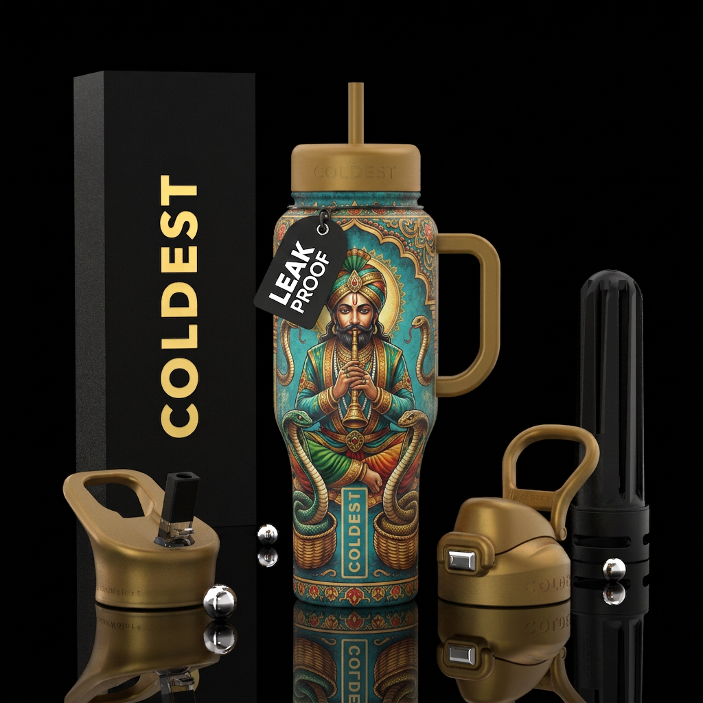 Snake charmer water bottle design