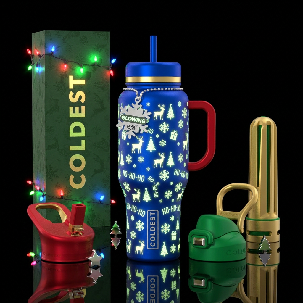 Glow in the dark christmas water bottle design