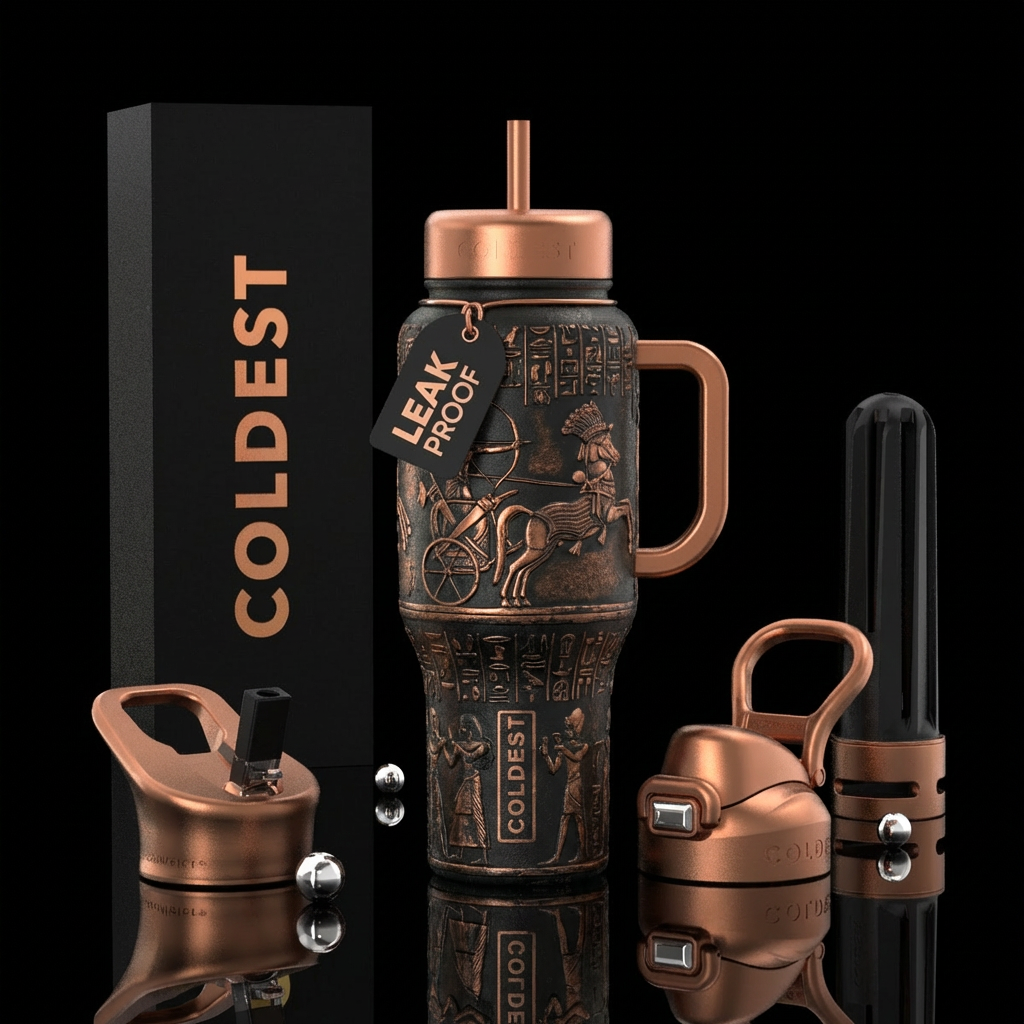 Textured black and copper the battle of kadesh water bottle design