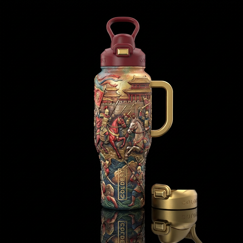 The battle of yangling textured water bottle design