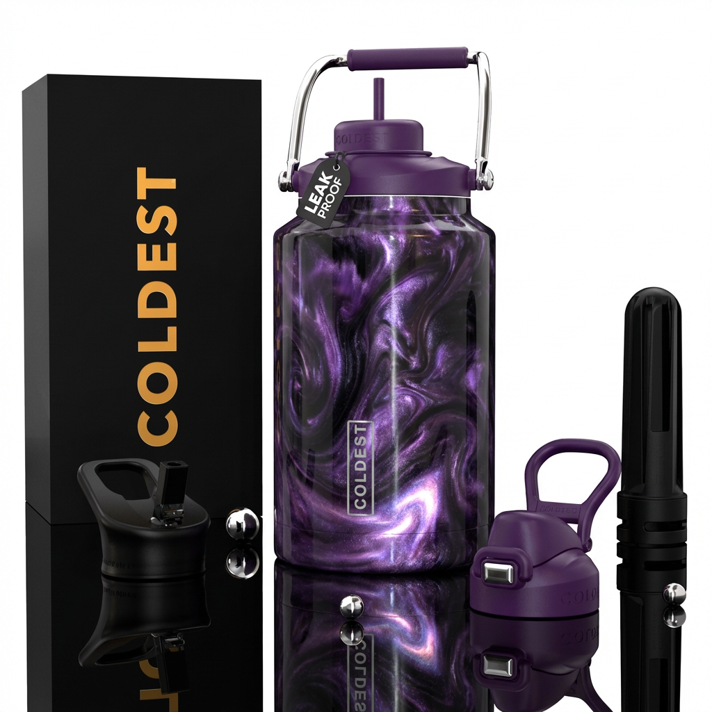 Swirled resin cup in deep purples and velvety blac... water bottle design