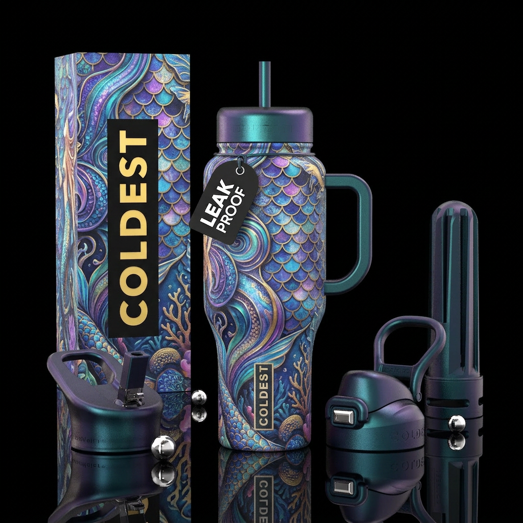Mermaid dreams water bottle design