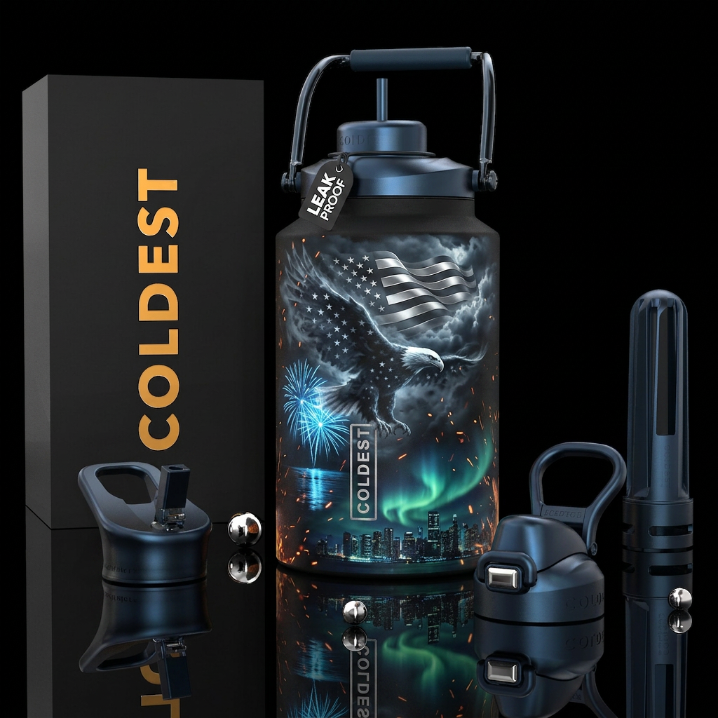 patriotic design — but cinematic and dark fantasy ... water bottle design