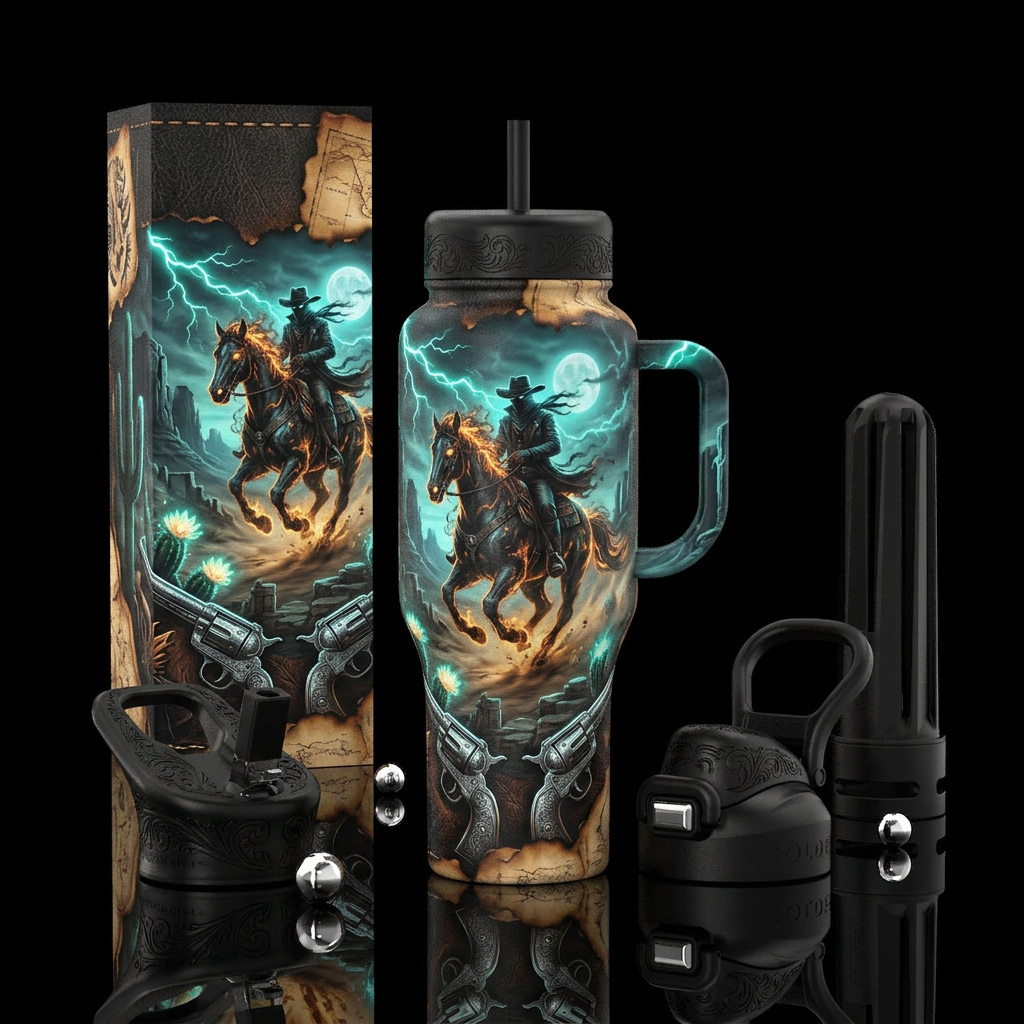 An absolutely breathtaking western tumbler wrap fe... water bottle design