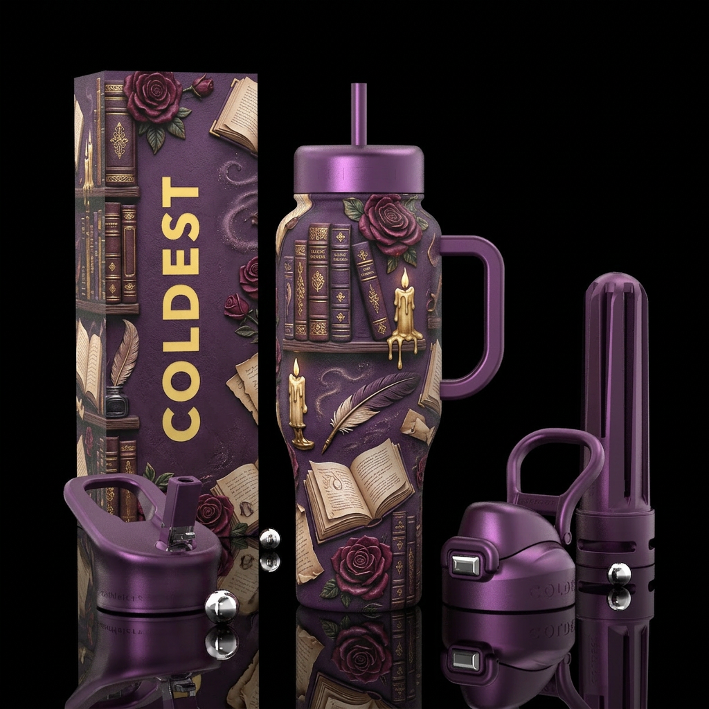 Luxurious seamless 360° tumbler wrap featuring an ... water bottle design