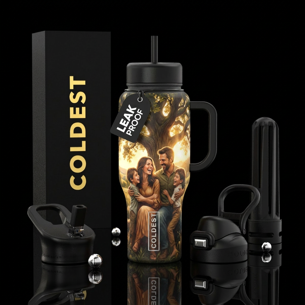 heartwarming, award-winning family portrait celebr... water bottle design