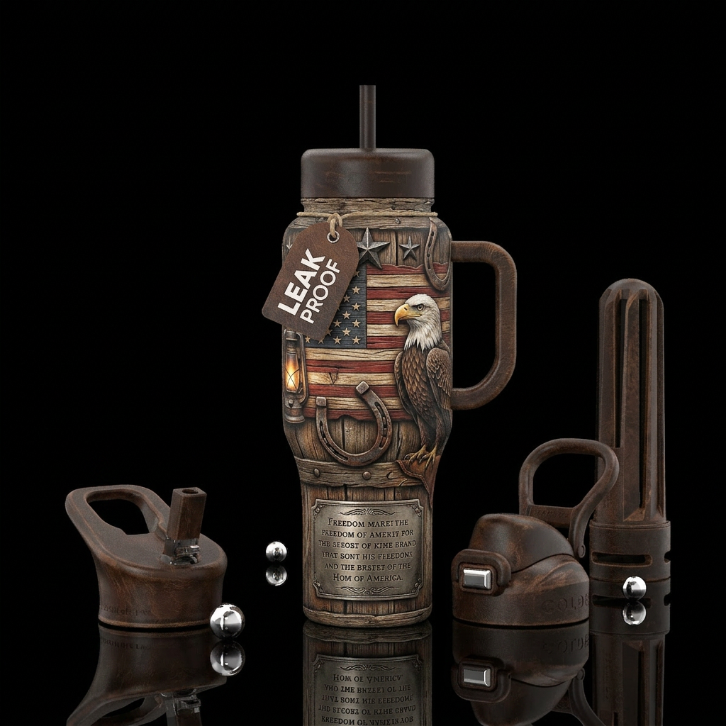 Award-winning rustic American heritage tumbler fea... water bottle design