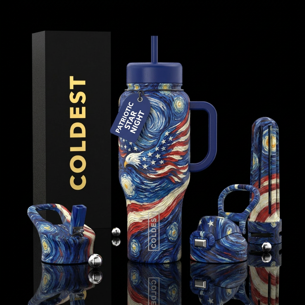 Starry night vangoh patriotic cup water bottle design