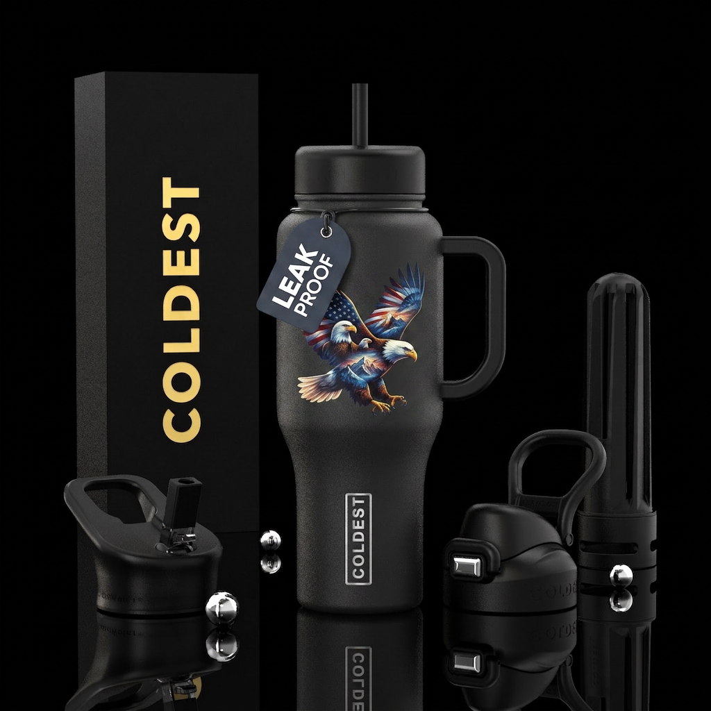 Create an image within an image include eagles , a... water bottle design