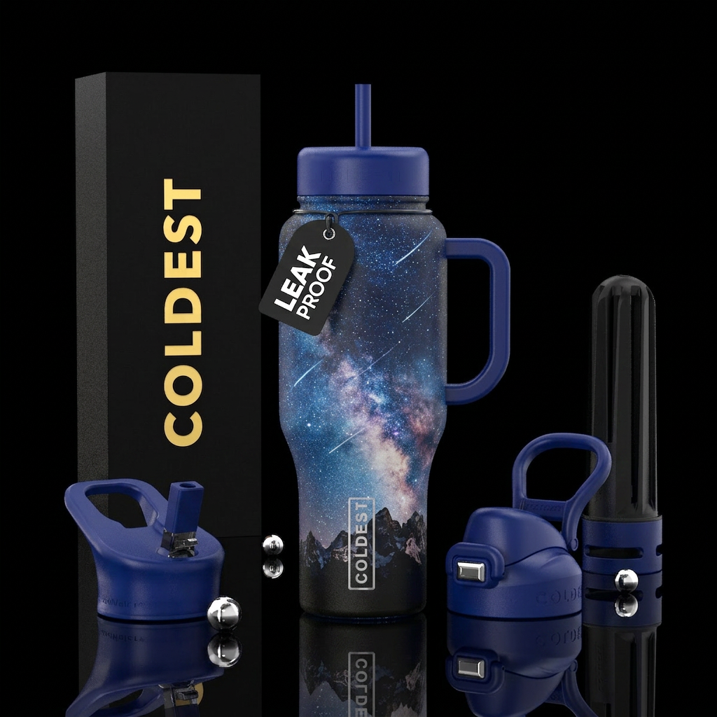 Detailed night time sky filled with stars , milky ... water bottle design
