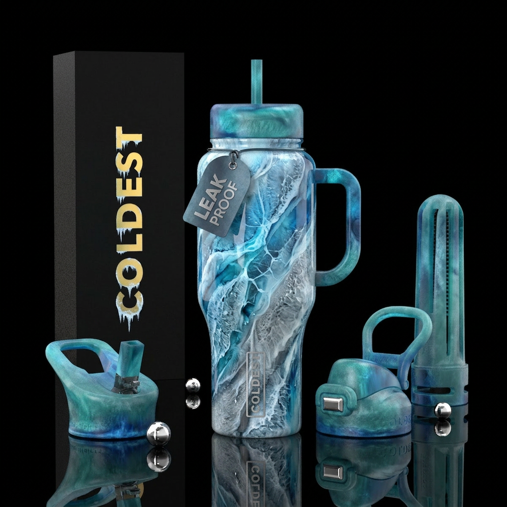 White walker poured resin water bottle design